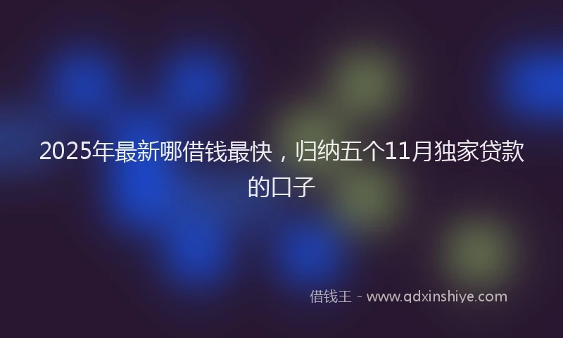 2025年最新哪借钱最快，归纳五个11月独家贷款的口子