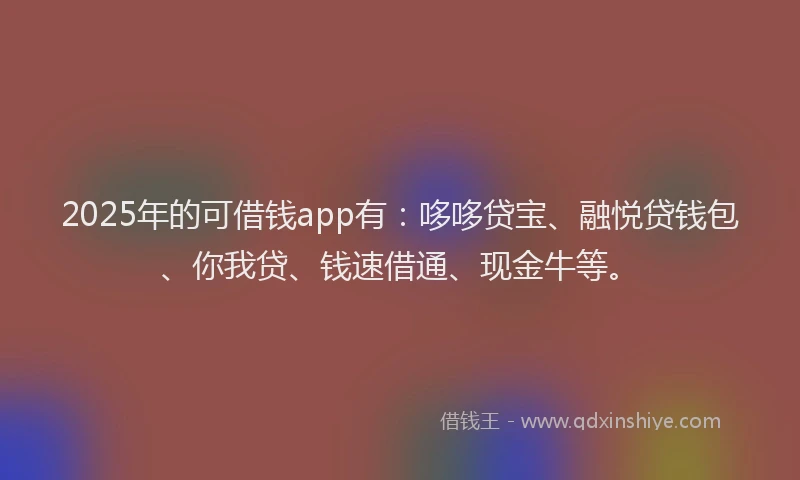 2025年的可借钱app有：哆哆贷宝、融悦贷钱包、你我贷、钱速借通、现金牛等。
