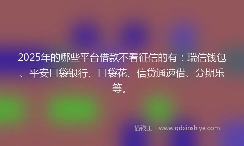 2025年的哪些平台借款不看征信的有：瑞信钱包、平安口袋银行、口袋花、信贷通速借、分期乐等。