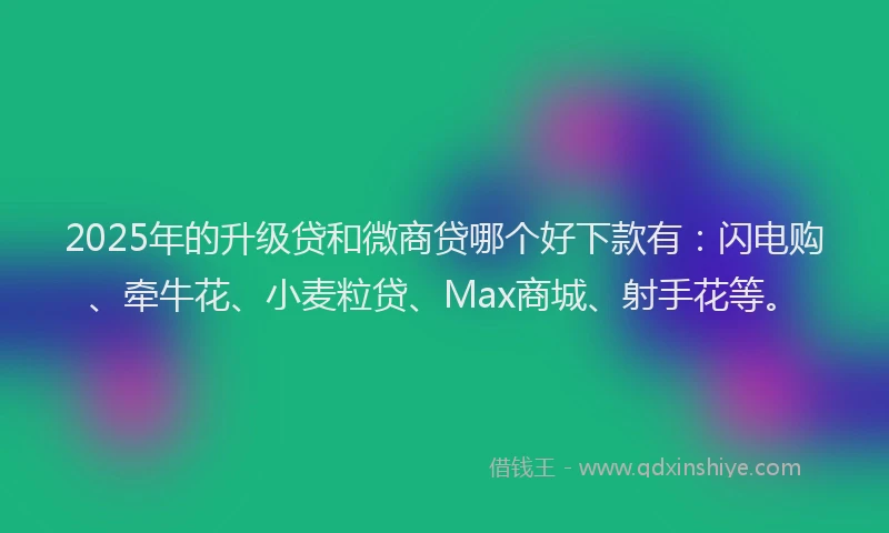 2025年的升级贷和微商贷哪个好下款有：闪电购、牵牛花、小麦粒贷、Max商城、射手花等。