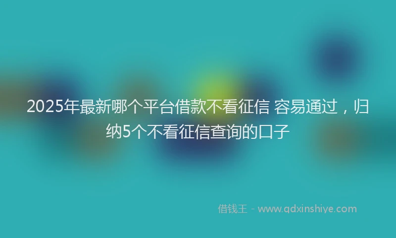 2025年最新哪个平台借款不看征信 容易通过，归纳5个不看征信查询的口子