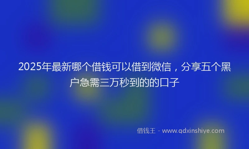 2025年最新哪个借钱可以借到微信，分享五个黑户急需三万秒到的的口子