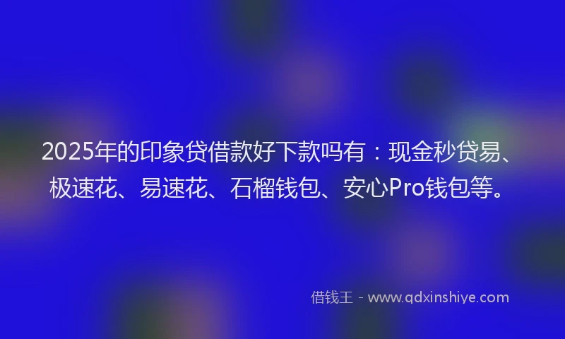 2025年的印象贷借款好下款吗有：现金秒贷易、极速花、易速花、石榴钱包、安心Pro钱包等。