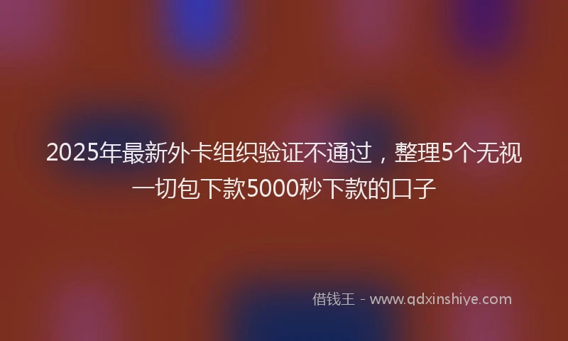 2025年最新外卡组织验证不通过，整理5个无视一切包下款5000秒下款的口子
