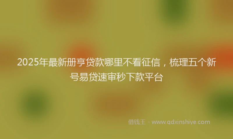 2025年最新册亨贷款哪里不看征信，梳理五个新号易贷速审秒下款平台