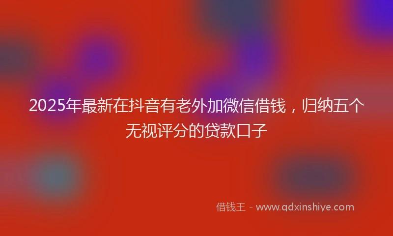 2025年最新在抖音有老外加微信借钱，归纳五个无视评分的贷款口子