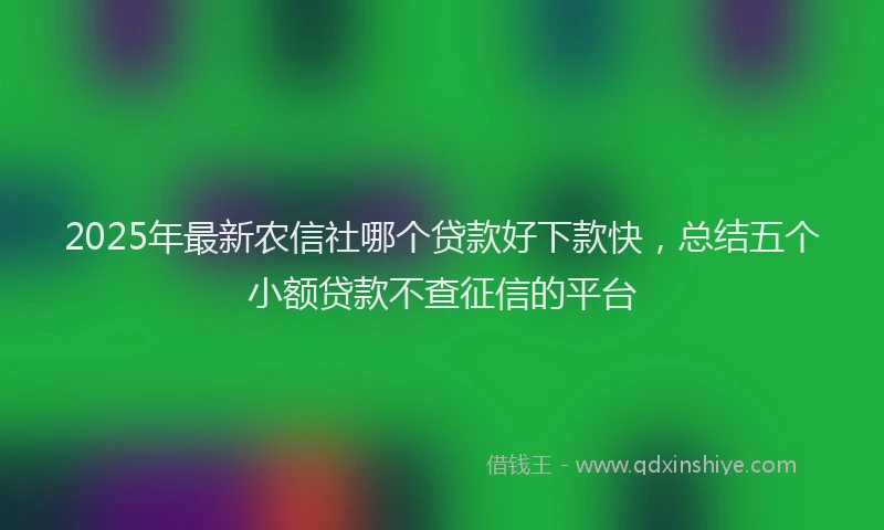 2025年最新农信社哪个贷款好下款快，总结五个小额贷款不查征信的平台