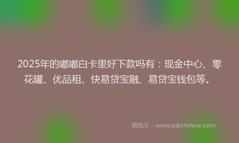 2025年的嘟嘟白卡里好下款吗有：现金中心、零花罐、优品租、快易贷宝融、易贷宝钱包等。
