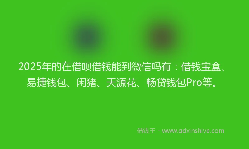 2025年的在借呗借钱能到微信吗有：借钱宝盒、易捷钱包、闲猪、天源花、畅贷钱包Pro等。