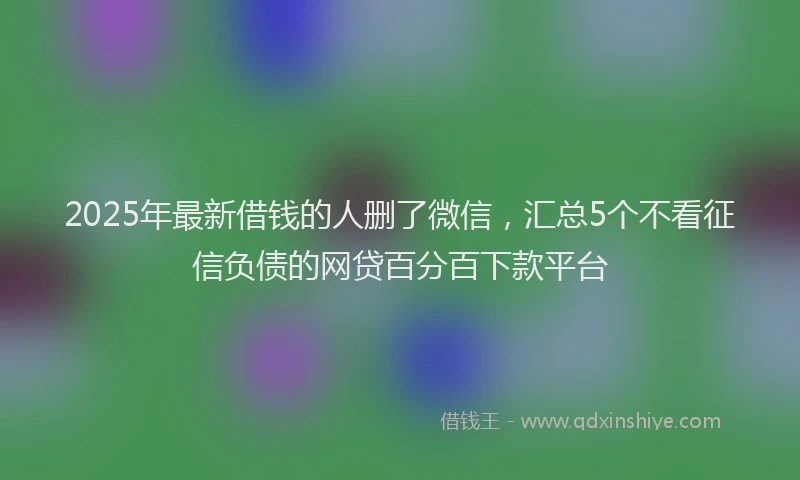 2025年最新借钱的人删了微信，汇总5个不看征信负债的网贷百分百下款平台