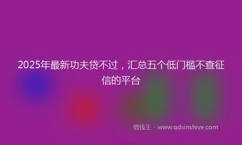 2025年最新功夫贷不过，汇总五个低门槛不查征信的平台