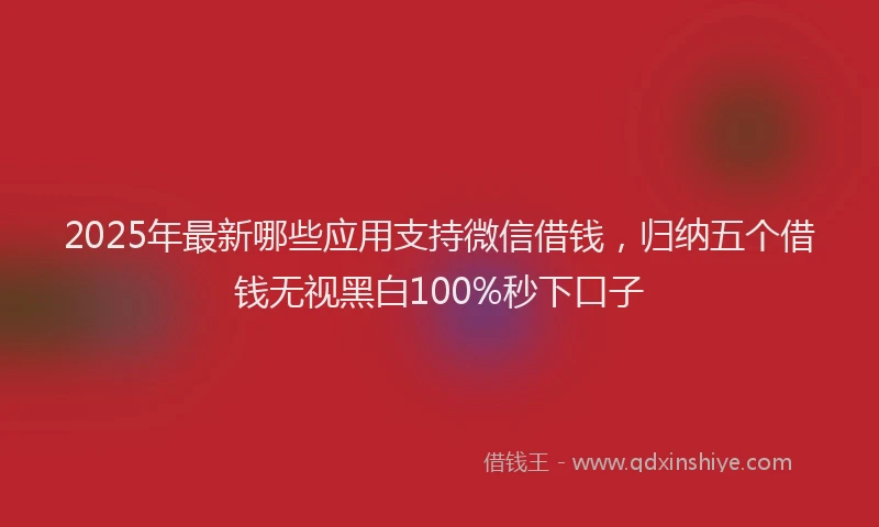 2025年最新哪些应用支持微信借钱，归纳五个借钱无视黑白100%秒下口子