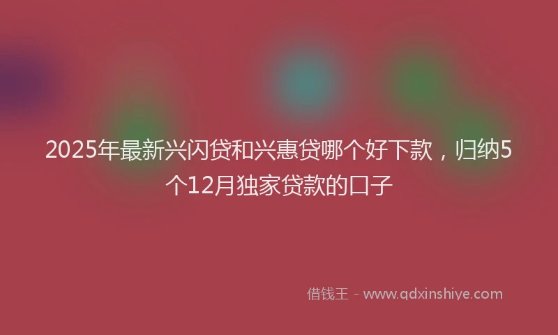 2025年最新兴闪贷和兴惠贷哪个好下款，归纳5个12月独家贷款的口子