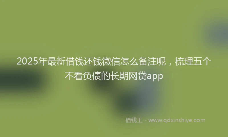 2025年最新借钱还钱微信怎么备注呢，梳理五个不看负债的长期网贷app