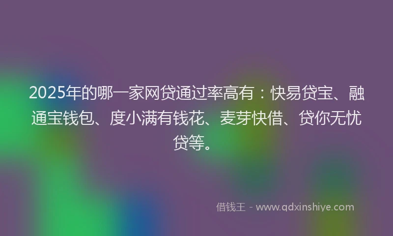2025年的哪一家网贷通过率高有：快易贷宝、融通宝钱包、度小满有钱花、麦芽快借、贷你无忧贷等。