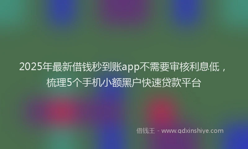 2025年最新借钱秒到账app不需要审核利息低，梳理5个手机小额黑户快速贷款平台
