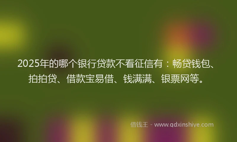 2025年的哪个银行贷款不看征信有：畅贷钱包、拍拍贷、借款宝易借、钱满满、银票网等。