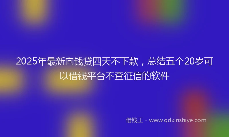 2025年最新向钱贷四天不下款，总结五个20岁可以借钱平台不查征信的软件