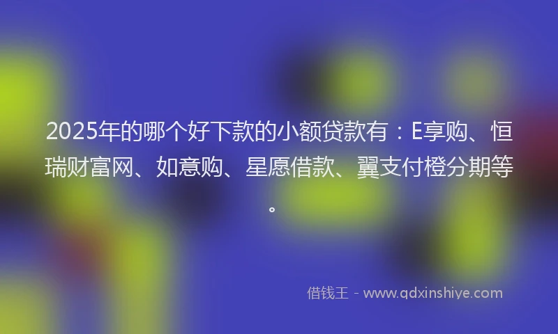 2025年的哪个好下款的小额贷款有：E享购、恒瑞财富网、如意购、星愿借款、翼支付橙分期等。