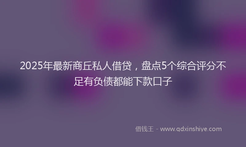 2025年最新商丘私人借贷，盘点5个综合评分不足有负债都能下款口子