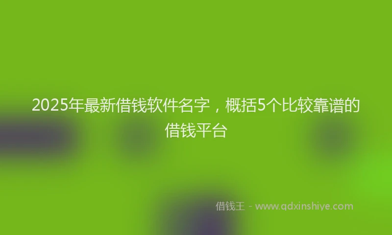 2025年最新借钱软件名字，概括5个比较靠谱的借钱平台