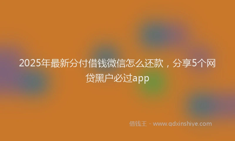 2025年最新分付借钱微信怎么还款，分享5个网贷黑户必过app