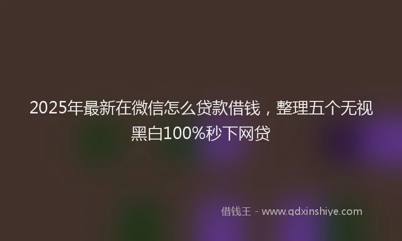 2025年最新在微信怎么贷款借钱，整理五个无视黑白100%秒下网贷