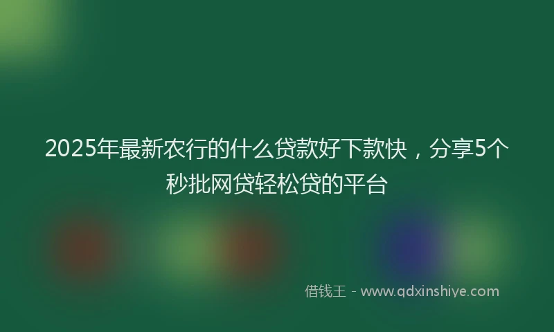 2025年最新农行的什么贷款好下款快，分享5个秒批网贷轻松贷的平台