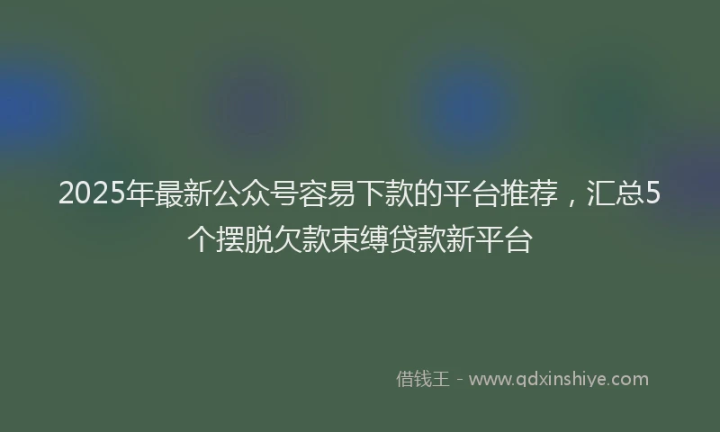 2025年最新公众号容易下款的平台推荐，汇总5个摆脱欠款束缚贷款新平台