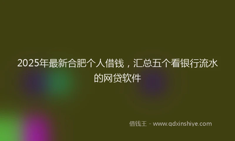 2025年最新合肥个人借钱，汇总五个看银行流水的网贷软件