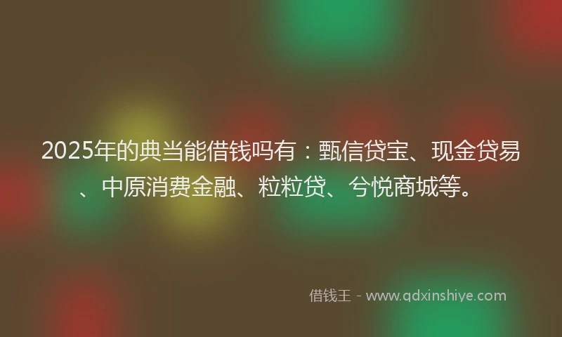 2025年的典当能借钱吗有：甄信贷宝、现金贷易、中原消费金融、粒粒贷、兮悦商城等。