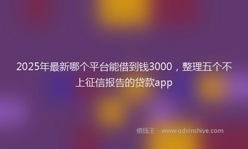 2025年最新哪个平台能借到钱3000，整理五个不上征信报告的贷款app