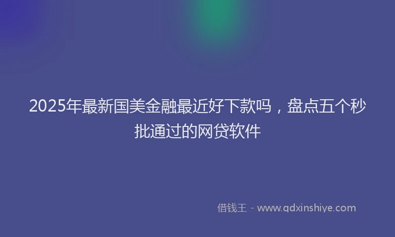 2025年最新国美金融最近好下款吗，盘点五个秒批通过的网贷软件