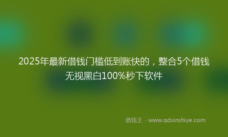 2025年最新借钱门槛低到账快的，整合5个借钱无视黑白100%秒下软件