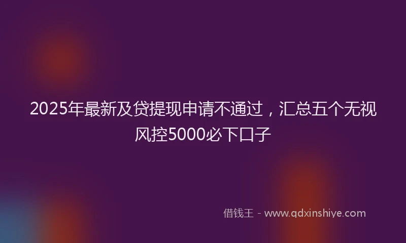 2025年最新及贷提现申请不通过，汇总五个无视风控5000必下口子