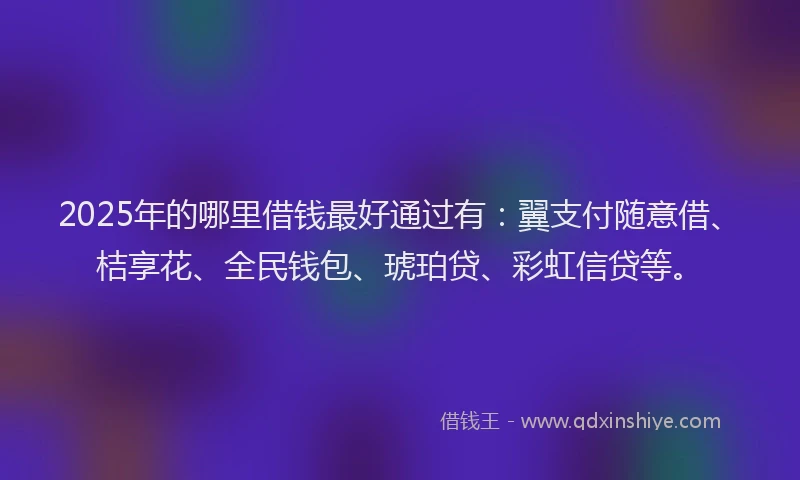 2025年的哪里借钱最好通过有：翼支付随意借、桔享花、全民钱包、琥珀贷、彩虹信贷等。