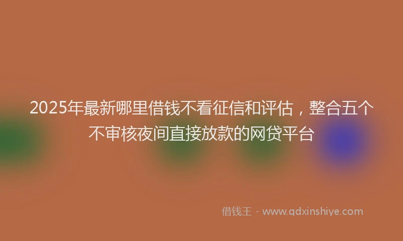 2025年最新哪里借钱不看征信和评估，整合五个不审核夜间直接放款的网贷平台