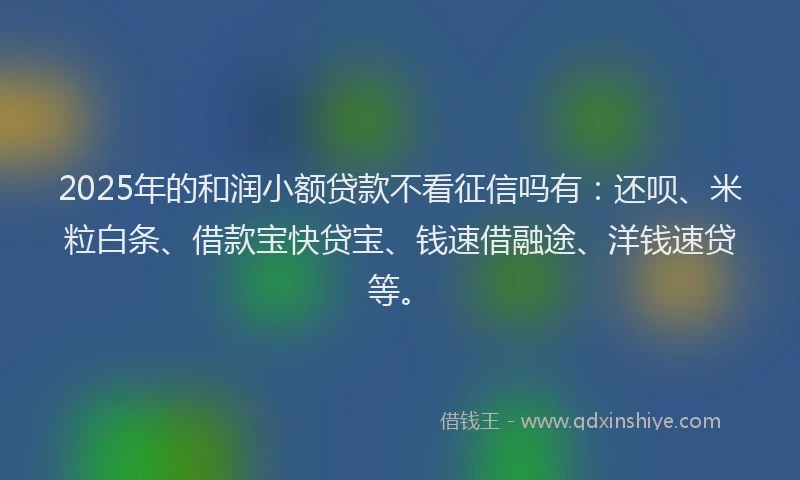 2025年的和润小额贷款不看征信吗有：还呗、米粒白条、借款宝快贷宝、钱速借融途、洋钱速贷等。