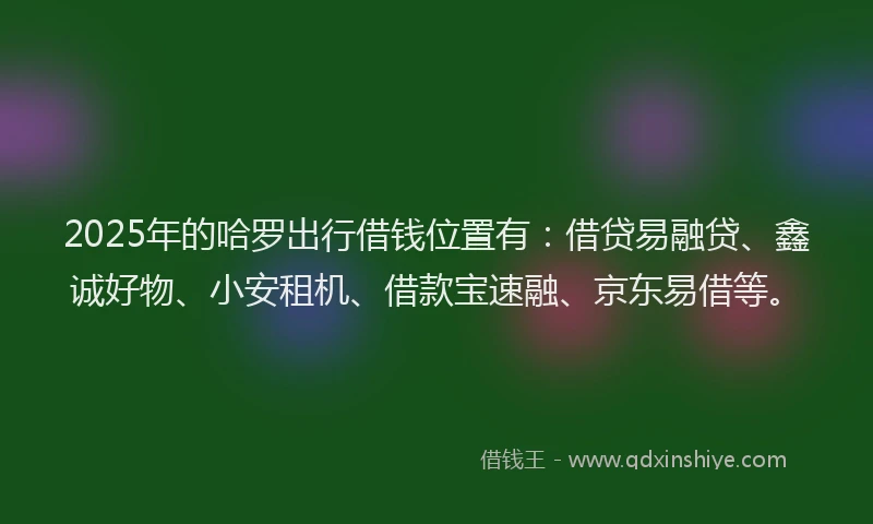 2025年的哈罗出行借钱位置有：借贷易融贷、鑫诚好物、小安租机、借款宝速融、京东易借等。