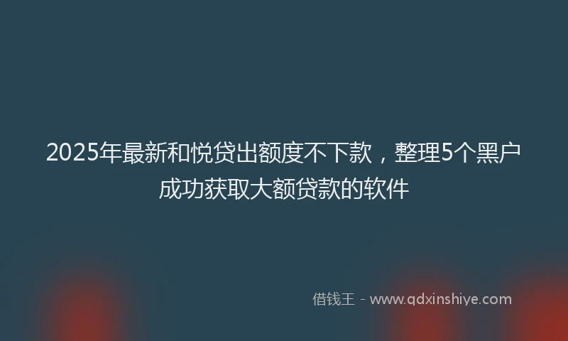 2025年最新和悦贷出额度不下款，整理5个黑户成功获取大额贷款的软件