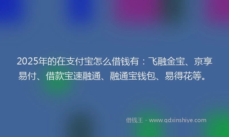 2025年的在支付宝怎么借钱有：飞融金宝、京享易付、借款宝速融通、融通宝钱包、易得花等。