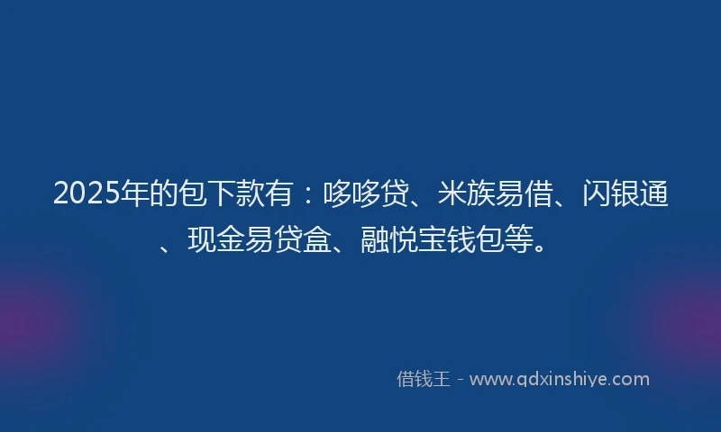 2025年的包下款有：哆哆贷、米族易借、闪银通、现金易贷盒、融悦宝钱包等。