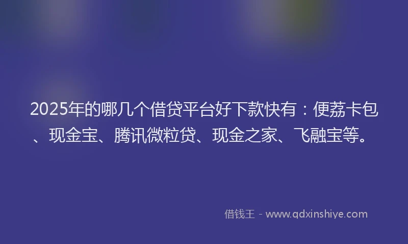 2025年的哪几个借贷平台好下款快有：便荔卡包、现金宝、腾讯微粒贷、现金之家、飞融宝等。