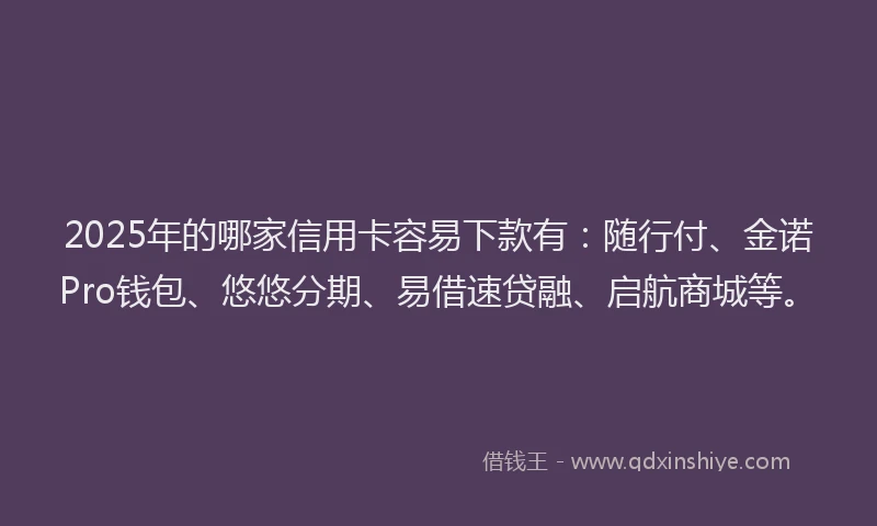 2025年的哪家信用卡容易下款有：随行付、金诺Pro钱包、悠悠分期、易借速贷融、启航商城等。