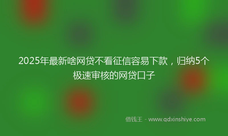 2025年最新啥网贷不看征信容易下款，归纳5个极速审核的网贷口子