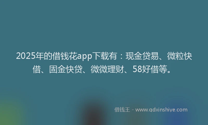 2025年的借钱花app下载有：现金贷易、微粒快借、固金快贷、微微理财、58好借等。