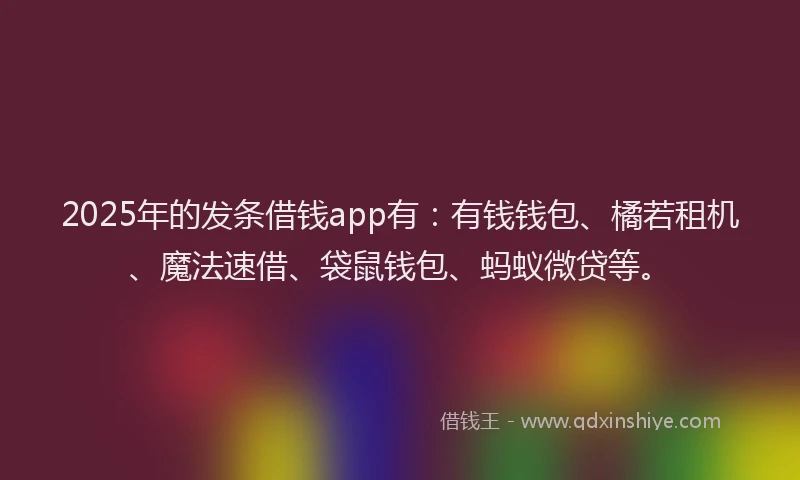 2025年的发条借钱app有：有钱钱包、橘若租机、魔法速借、袋鼠钱包、蚂蚁微贷等。