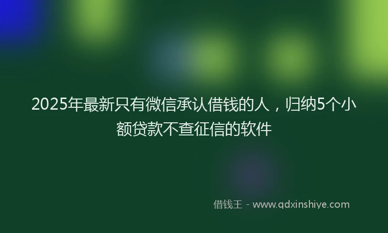 2025年最新只有微信承认借钱的人，归纳5个小额贷款不查征信的软件