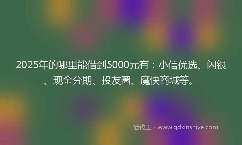 2025年的哪里能借到5000元有：小信优选、闪银、现金分期、投友圈、魔快商城等。