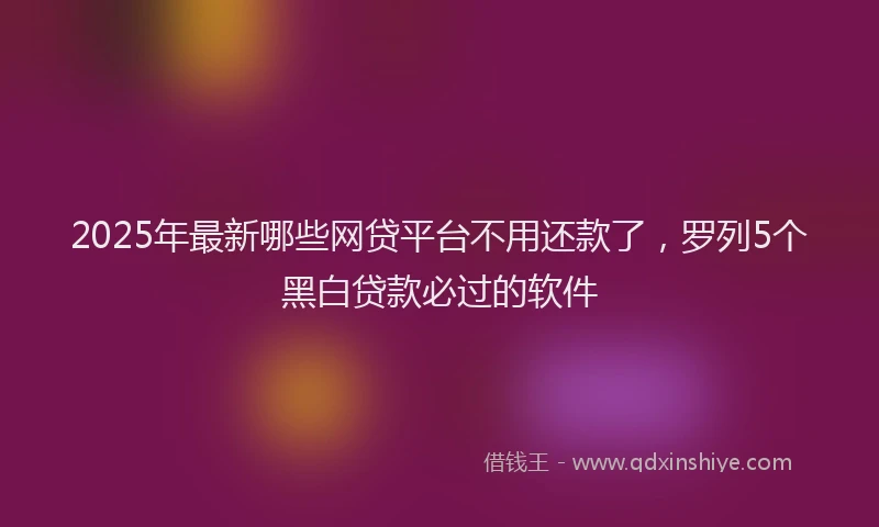 2025年最新哪些网贷平台不用还款了，罗列5个黑白贷款必过的软件
